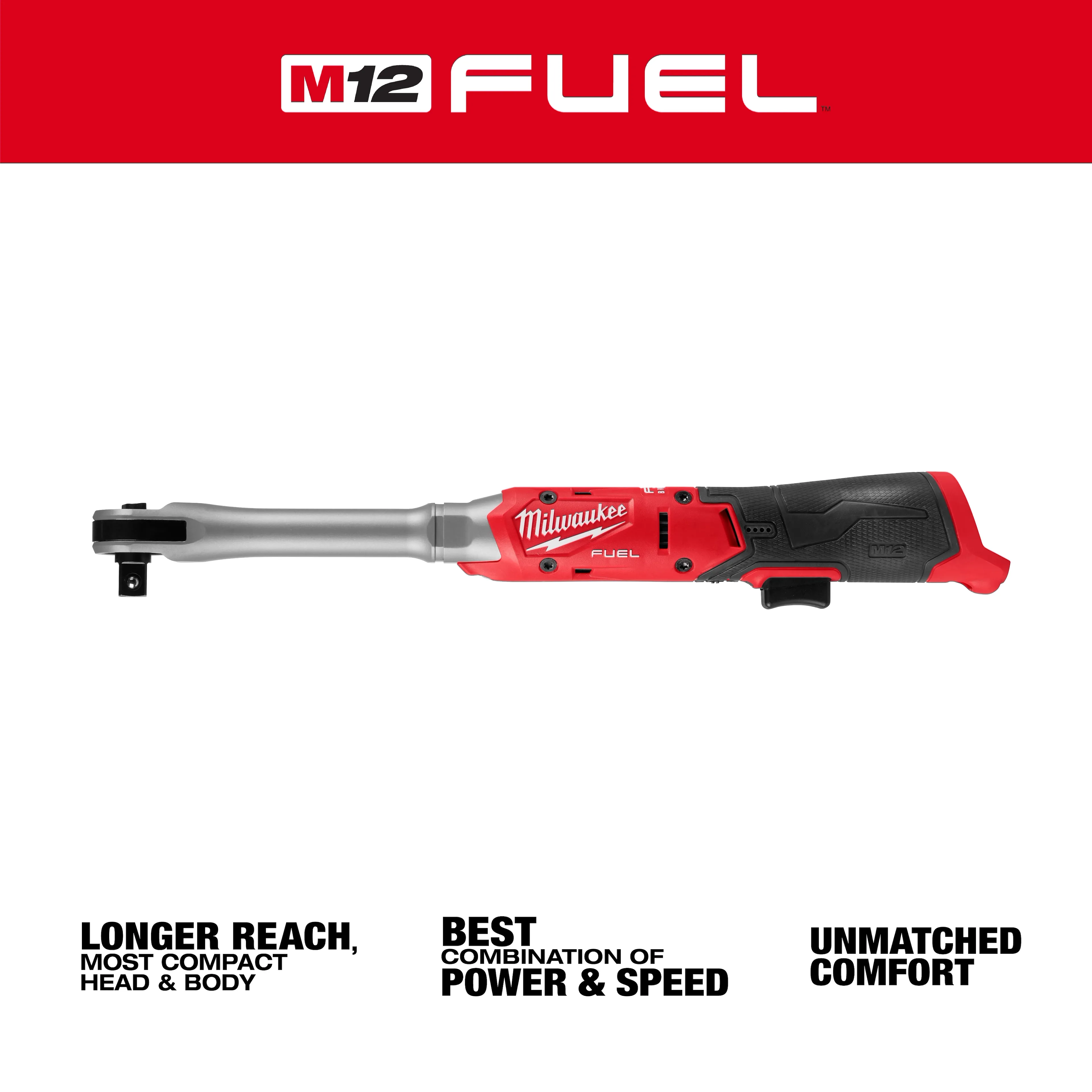 Milwaukee M12 FUEL™ 1/2" Extended Reach Ratchet - Image 3