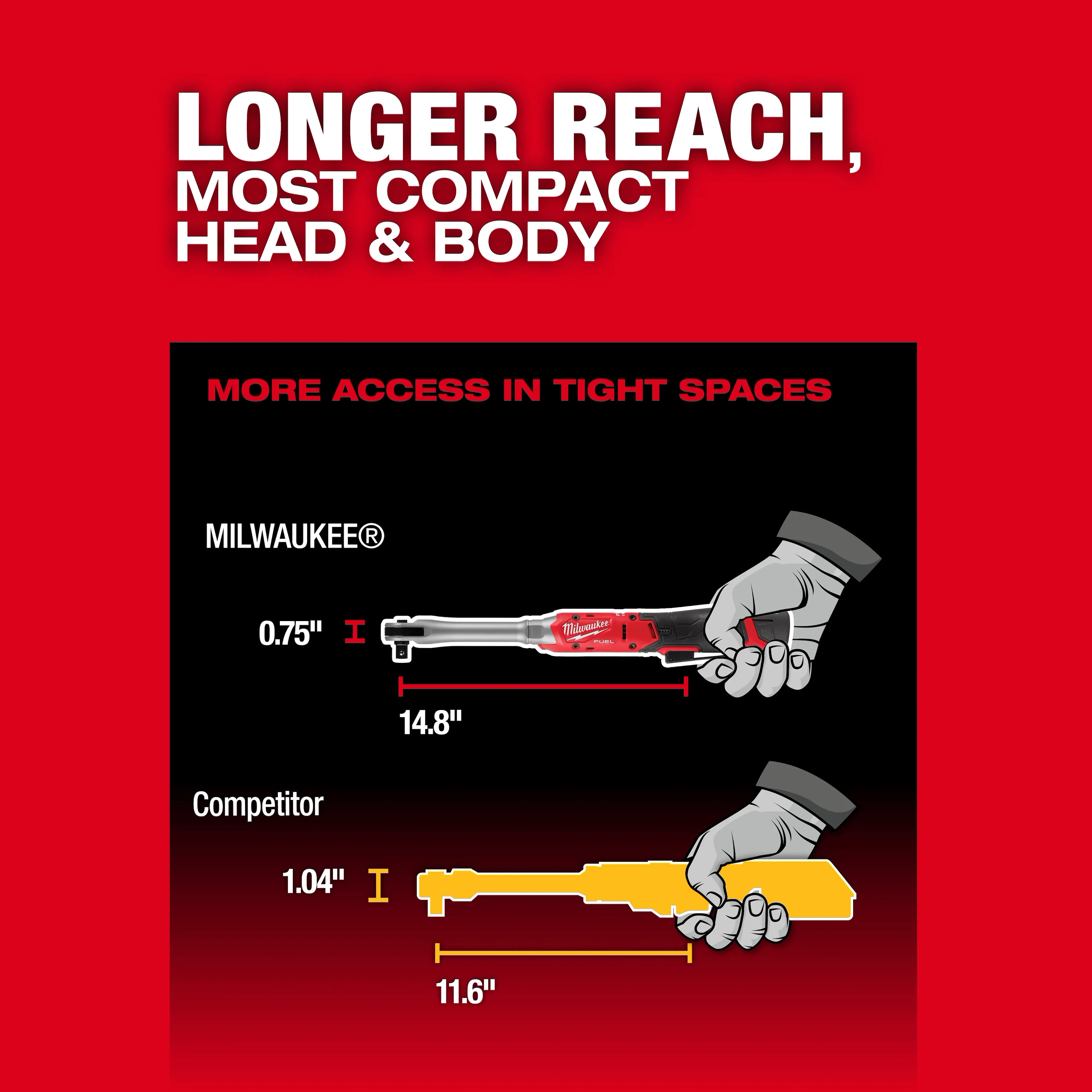 Milwaukee M12 FUEL™ 1/2" Extended Reach Ratchet - Image 7