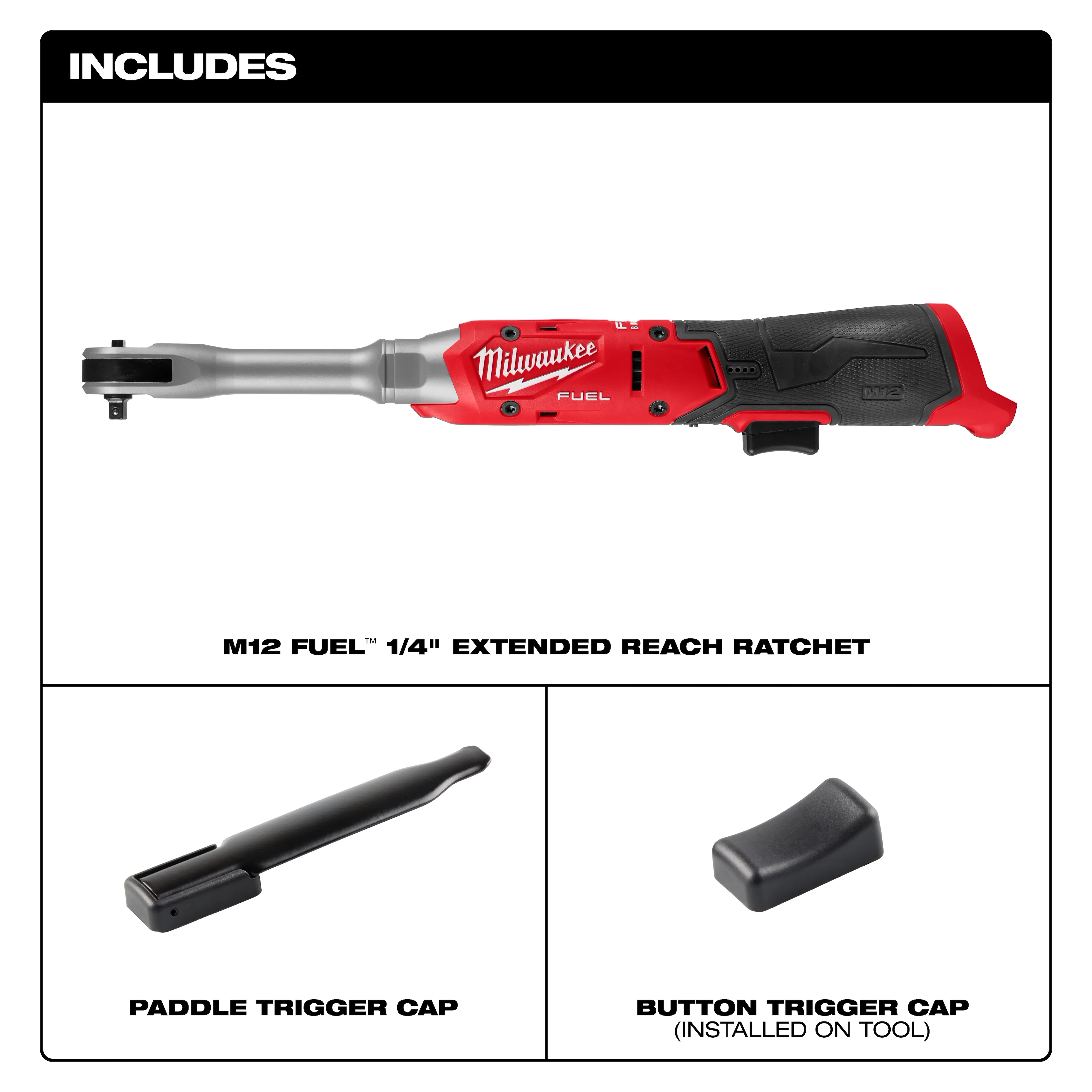 Milwaukee M12 FUEL™ 1/4" Extended Reach Ratchet - Image 4
