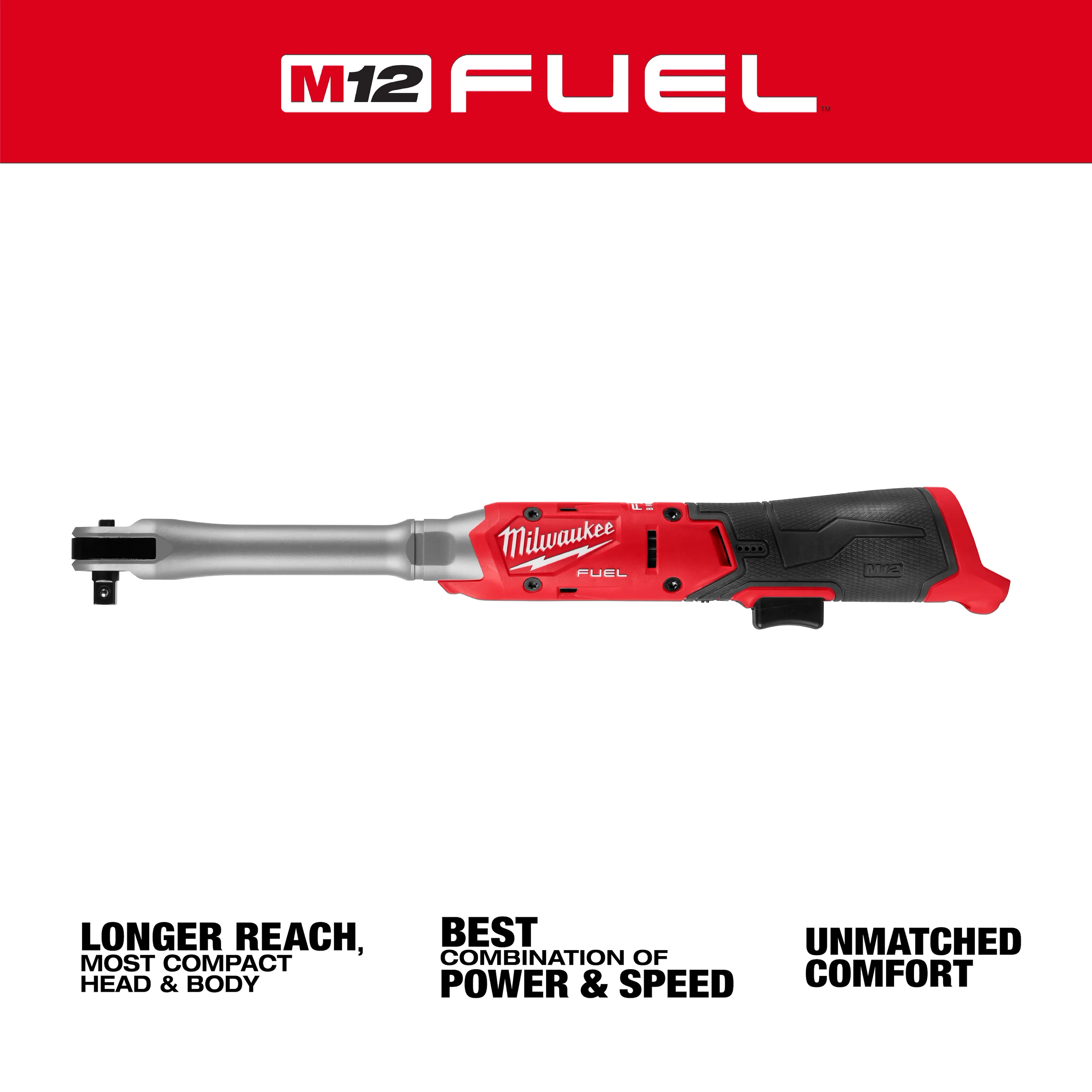 Milwaukee M12 FUEL™ 3/8" Extended Reach Ratchet - Image 3