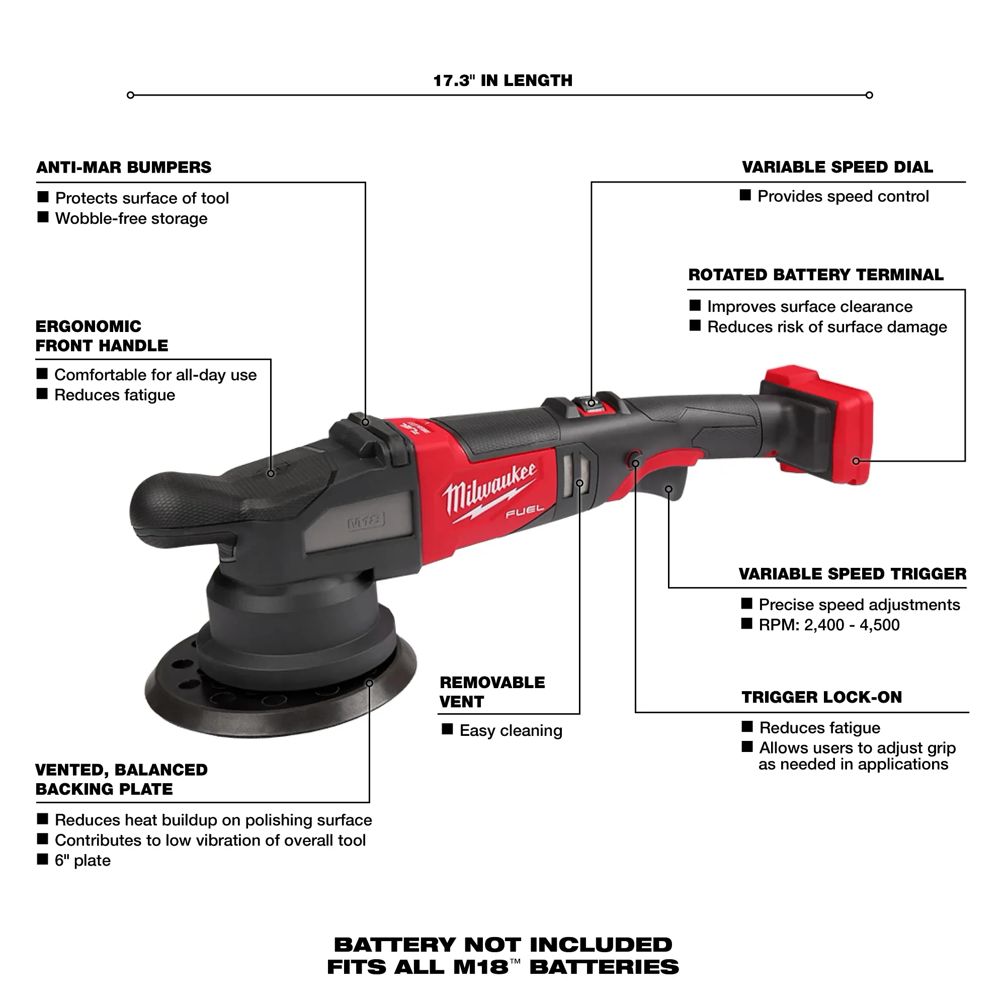 Milwaukee M18 FUEL 21mm 6" Random Orbital Polisher - Image 3