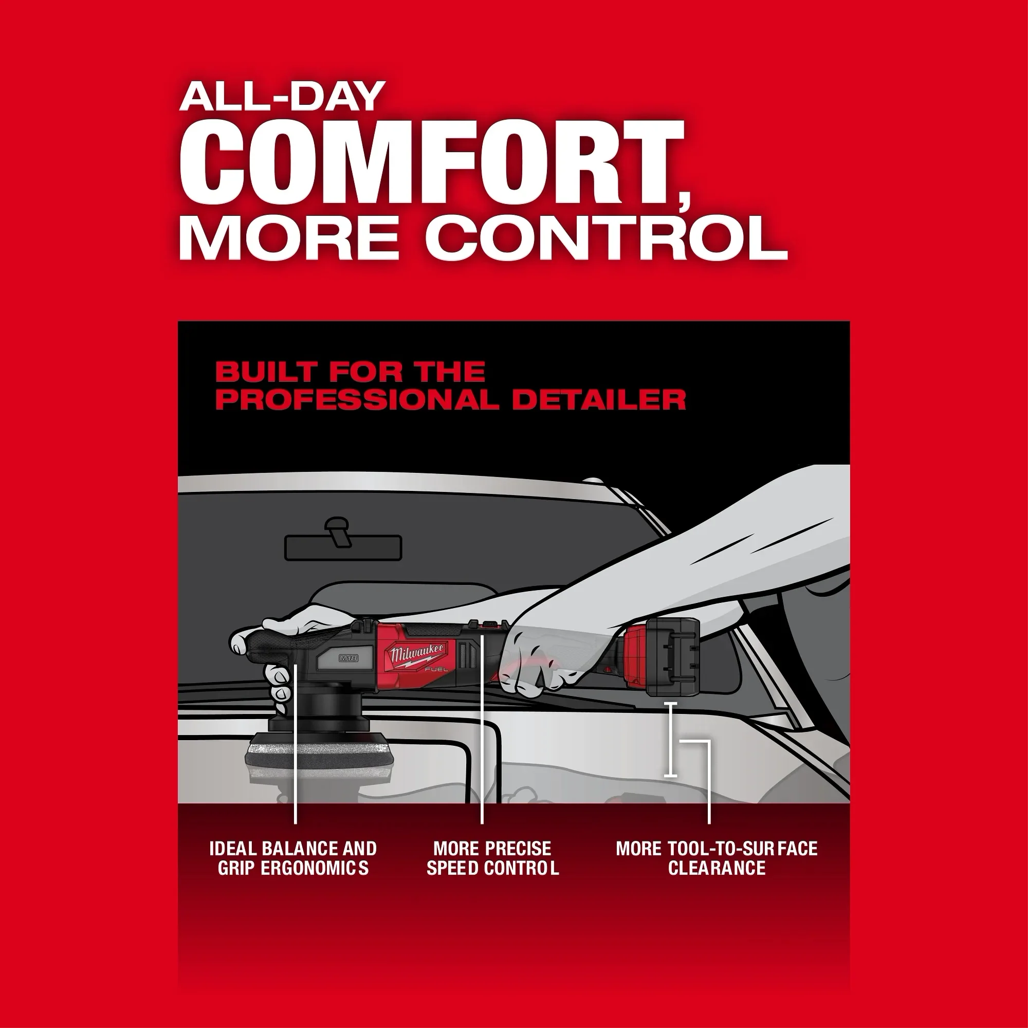 Milwaukee M18 FUEL 21mm 6" Random Orbital Polisher - Image 4