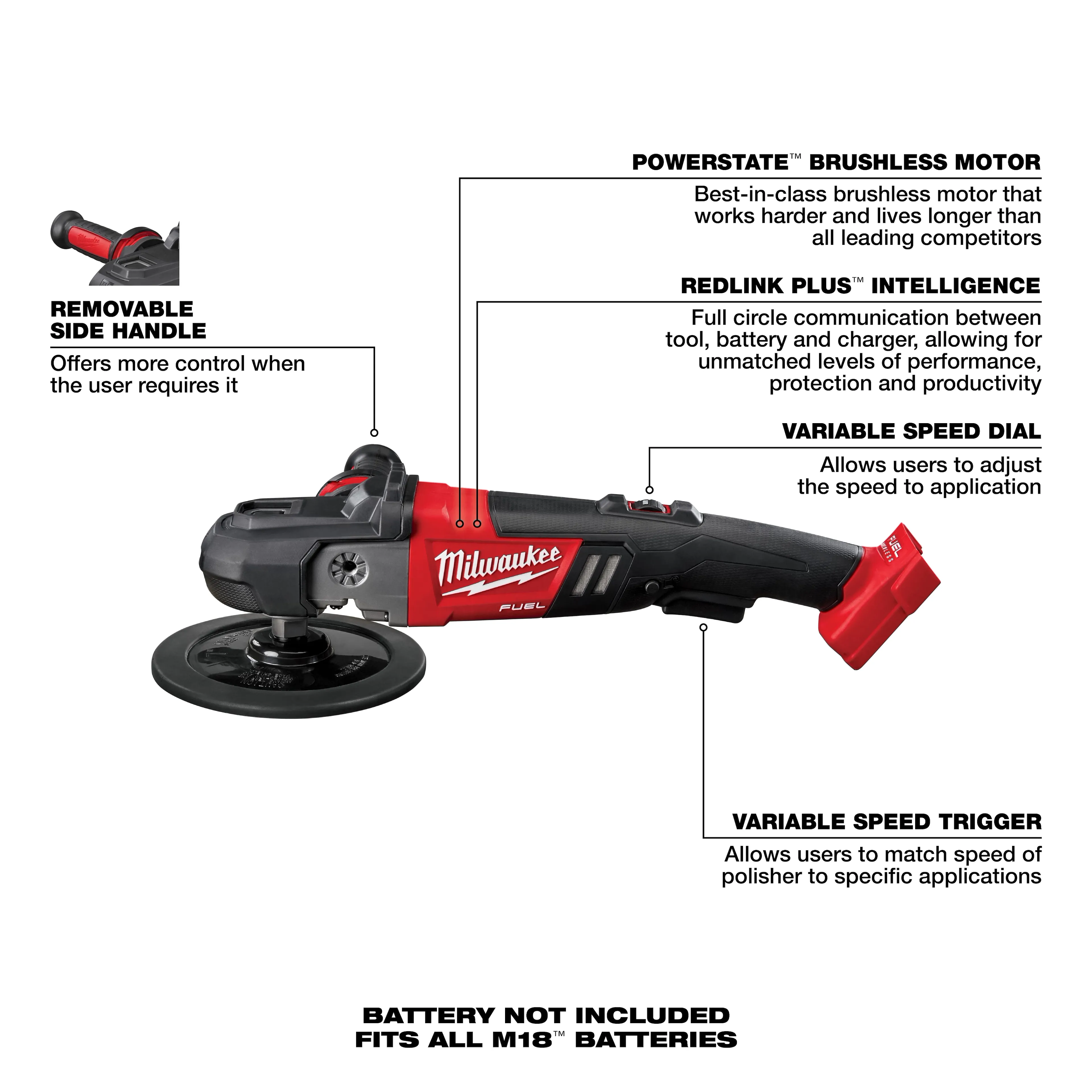 Milwaukee M18 Fuel 7" Variable Speed Polisher - Image 3