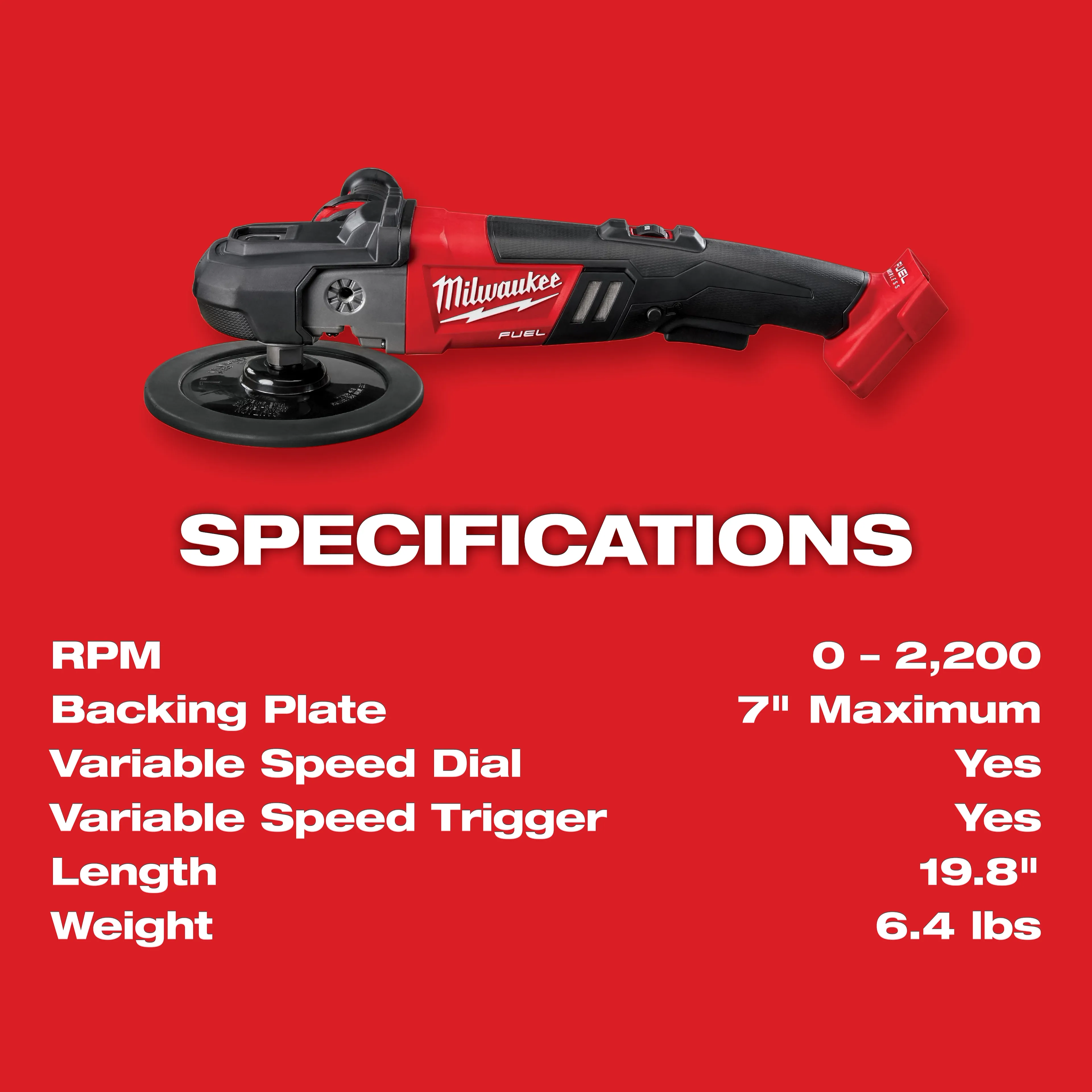 Milwaukee M18 Fuel 7" Variable Speed Polisher - Image 4